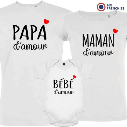 Papa Maman Bébé D'amour Matching Organic Cotton Family Set (Set of 3) - Create Marketplace