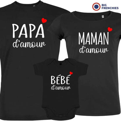 Papa Maman Bébé D'amour Matching Organic Cotton Family Set (Set of 3) - Create Marketplace