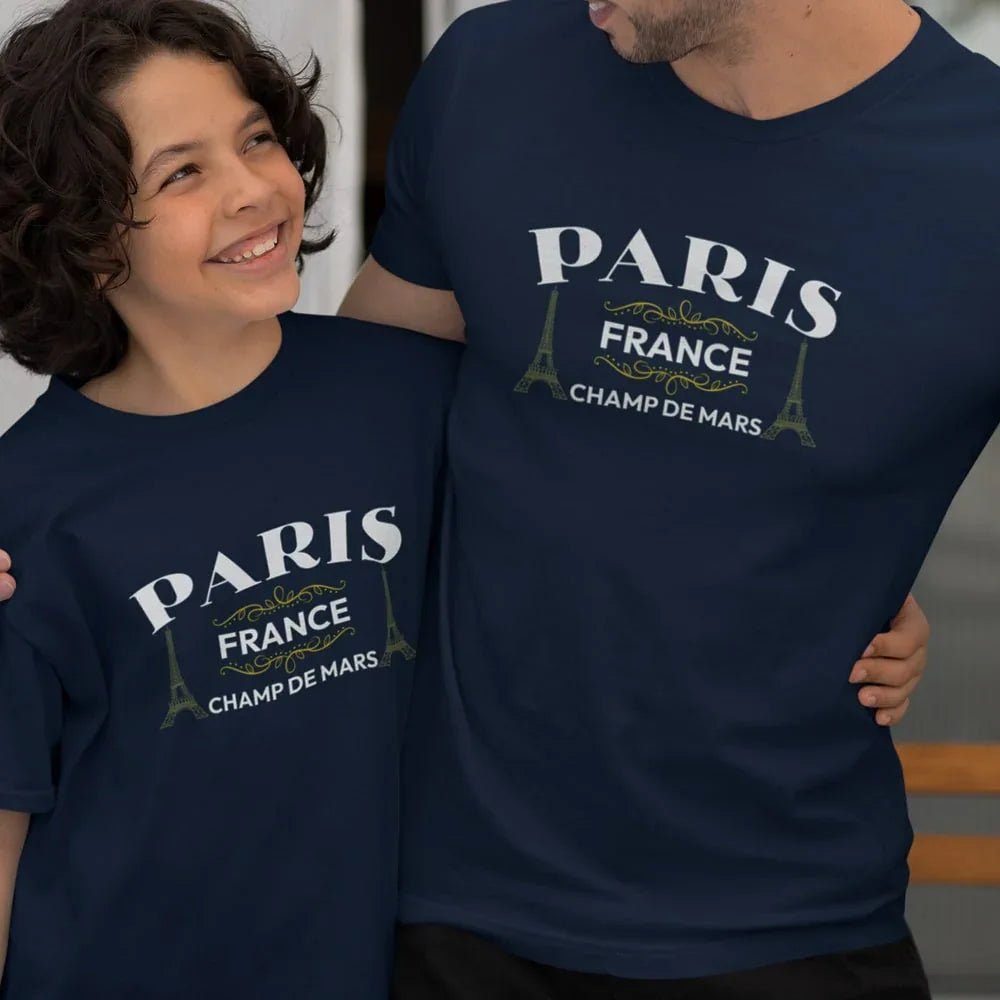 Paris Champ De Mars Dad and Child Organic Cotton T-Shirts family Set (Set of 2) - Create Marketplace