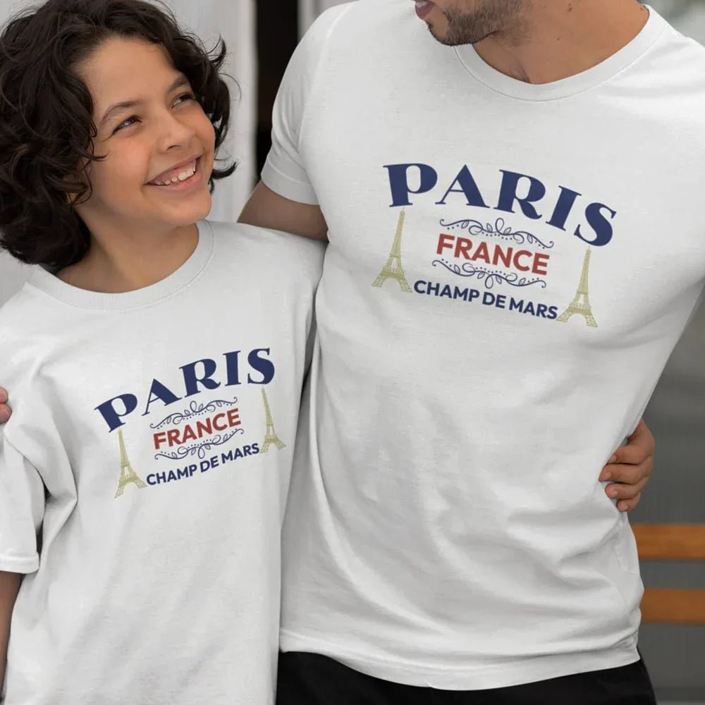 Paris Champ De Mars Dad and Child Organic Cotton T-Shirts family Set (Set of 2) - Create Marketplace