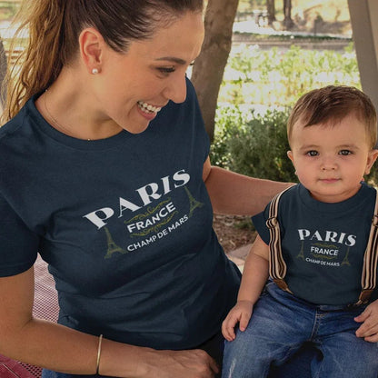 Paris Champ De Mars Mom and Child Organic Cotton T-Shirts family Set (Set of 2) - Create Marketplace