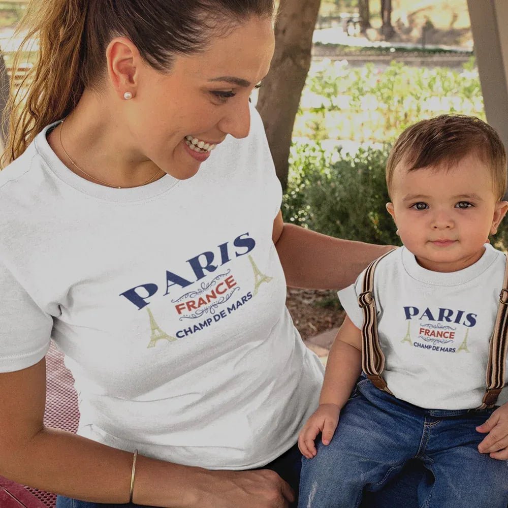 Paris Champ De Mars Mom and Child Organic Cotton T-Shirts family Set (Set of 2) - Create Marketplace