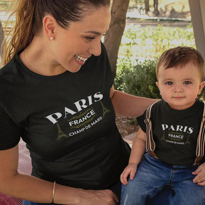 Paris Champ De Mars Mom and Child Organic Cotton T-Shirts family Set (Set of 2) - Create Marketplace