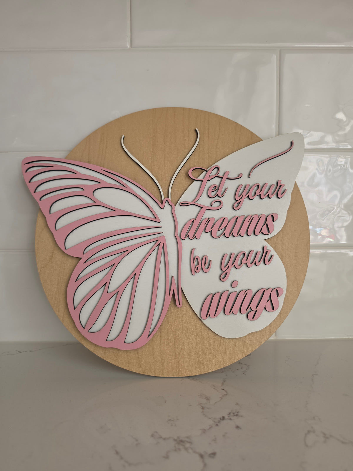 Let Your Dreams Be Your Wings Butterfly Wall Art | 3D Layered Wood Sign