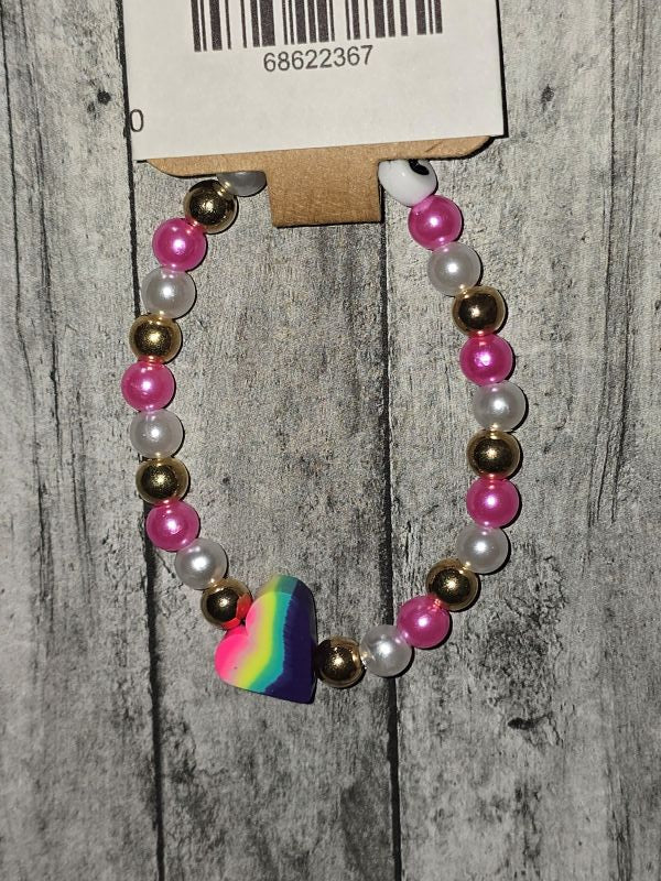 Pink and gold Rainbow Heart Bracelet - made by kid Sam - Create Marketplace