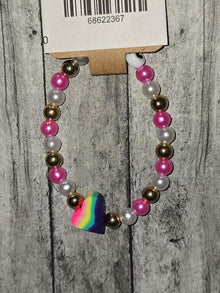 Pink and gold Rainbow Heart Bracelet - made by kid Sam - Create Marketplace