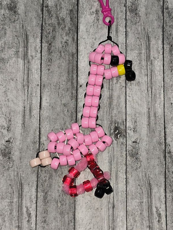 Pink Flamingo keychain - made by kid Luke - Create Marketplace