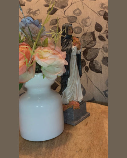 Madonna with Bouquet & Cross | Small Religious Shelf Sculpture