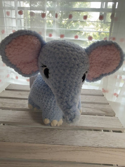 Handmade Fluffy Blue Elephant Plushie