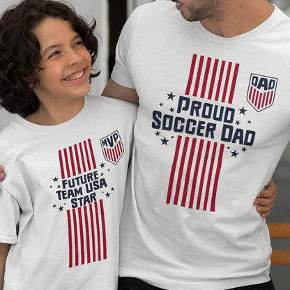 Proud Soccer Dad, Future Team USA Star Dad and Child Organic Cotton T-Shirts Family Set (Set of 2) - Create Marketplace