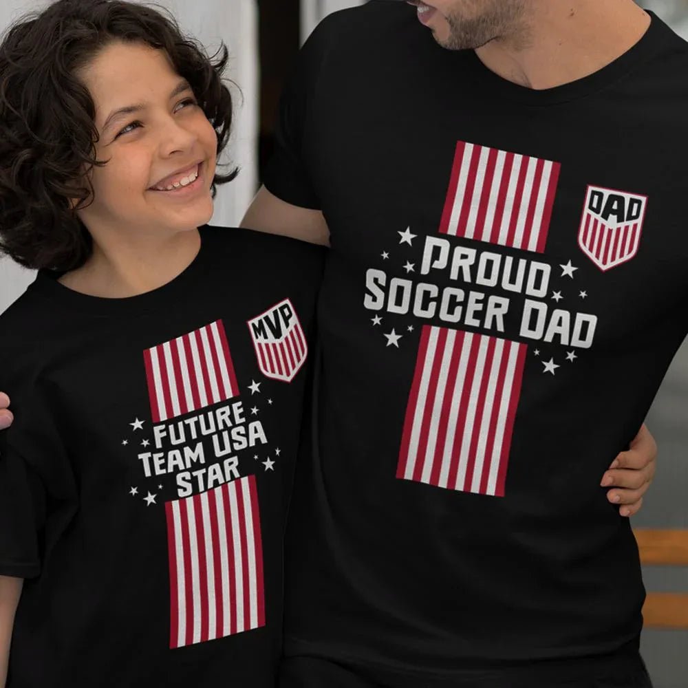 Proud Soccer Dad, Future Team USA Star Dad and Child Organic Cotton T-Shirts Family Set (Set of 2) - Create Marketplace