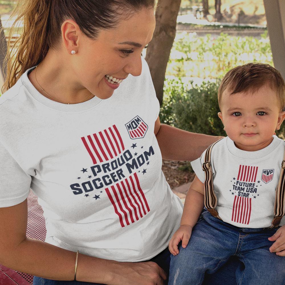 Proud Soccer Mom, Future Team USA Star Mom and Child Organic Cotton T-Shirts family Set (Set of 2) - Create Marketplace