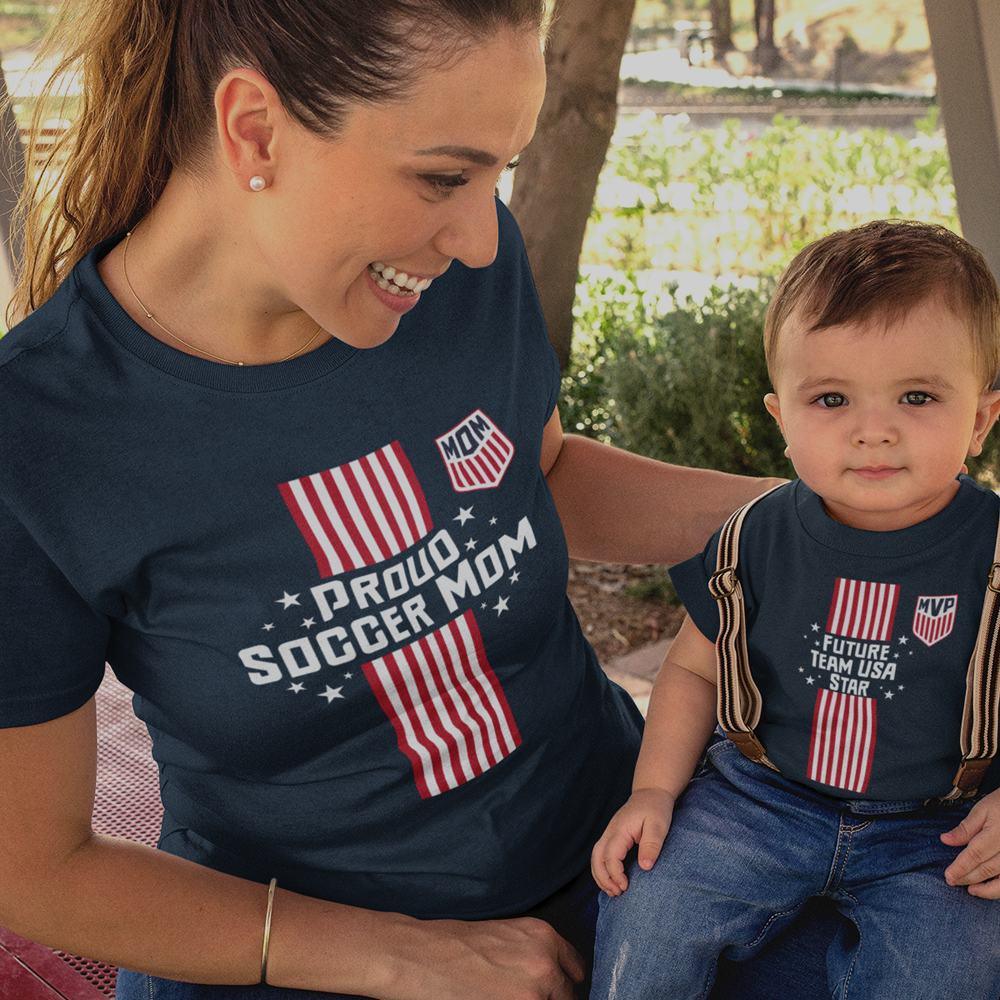 Proud Soccer Mom, Future Team USA Star Mom and Child Organic Cotton T-Shirts family Set (Set of 2) - Create Marketplace