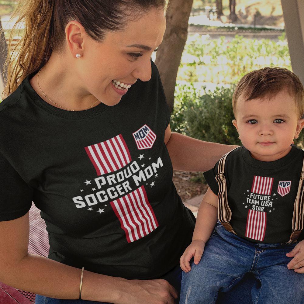 Proud Soccer Mom, Future Team USA Star Mom and Child Organic Cotton T-Shirts family Set (Set of 2) - Create Marketplace