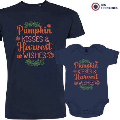 Pumpkin Kisses & Harvest Wishes Dad and Child Organic Cotton family Set (Set of 2) - Create Marketplace
