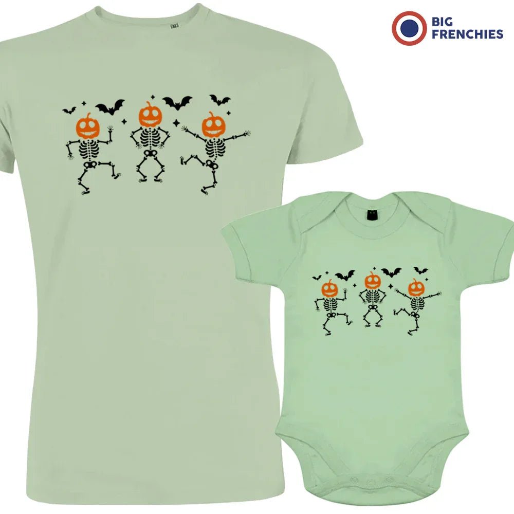 Pumpkin Skeleton Dance Halloween Dad and Child Organic Cotton family Set (Set of 2) - Create Marketplace