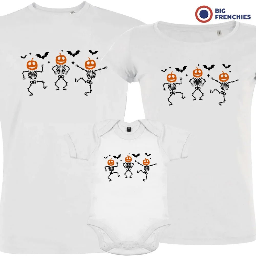 Pumpkin Skeleton Dance Halloween Matching Organic Cotton Family Set (Set of 3) - Create Marketplace