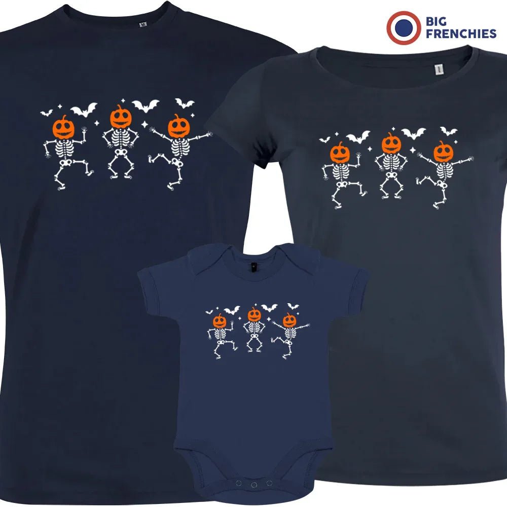 Pumpkin Skeleton Dance Halloween Matching Organic Cotton Family Set (Set of 3) - Create Marketplace