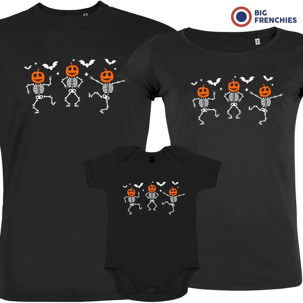 Pumpkin Skeleton Dance Halloween Matching Organic Cotton Family Set (Set of 3) - Create Marketplace