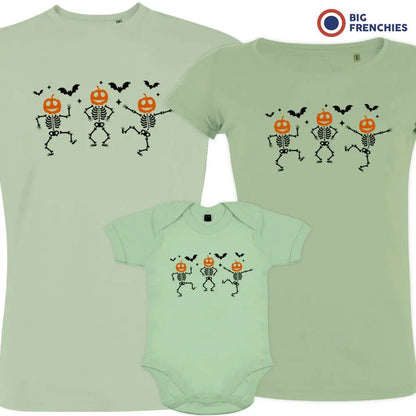 Pumpkin Skeleton Dance Halloween Matching Organic Cotton Family Set (Set of 3) - Create Marketplace