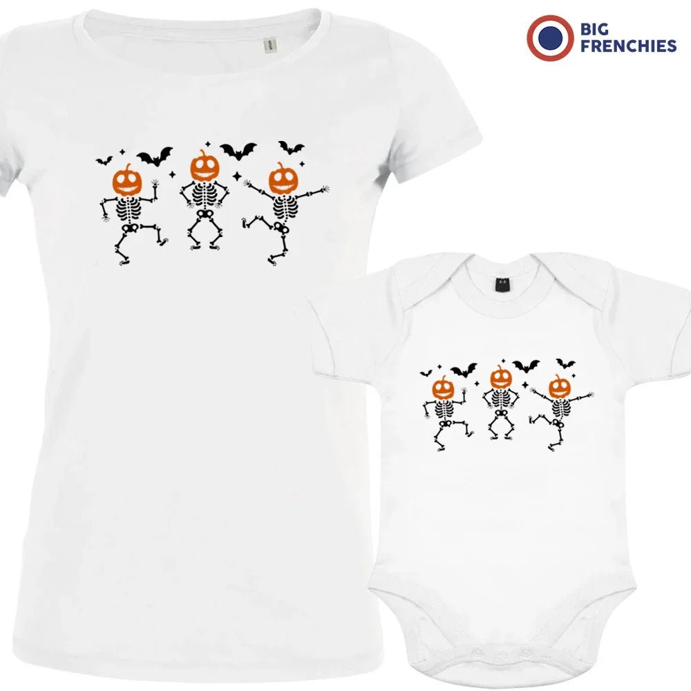 Pumpkin Skeleton Dance Halloween Mom and Baby Organic Cotton family Set (Set of 2) - Create Marketplace