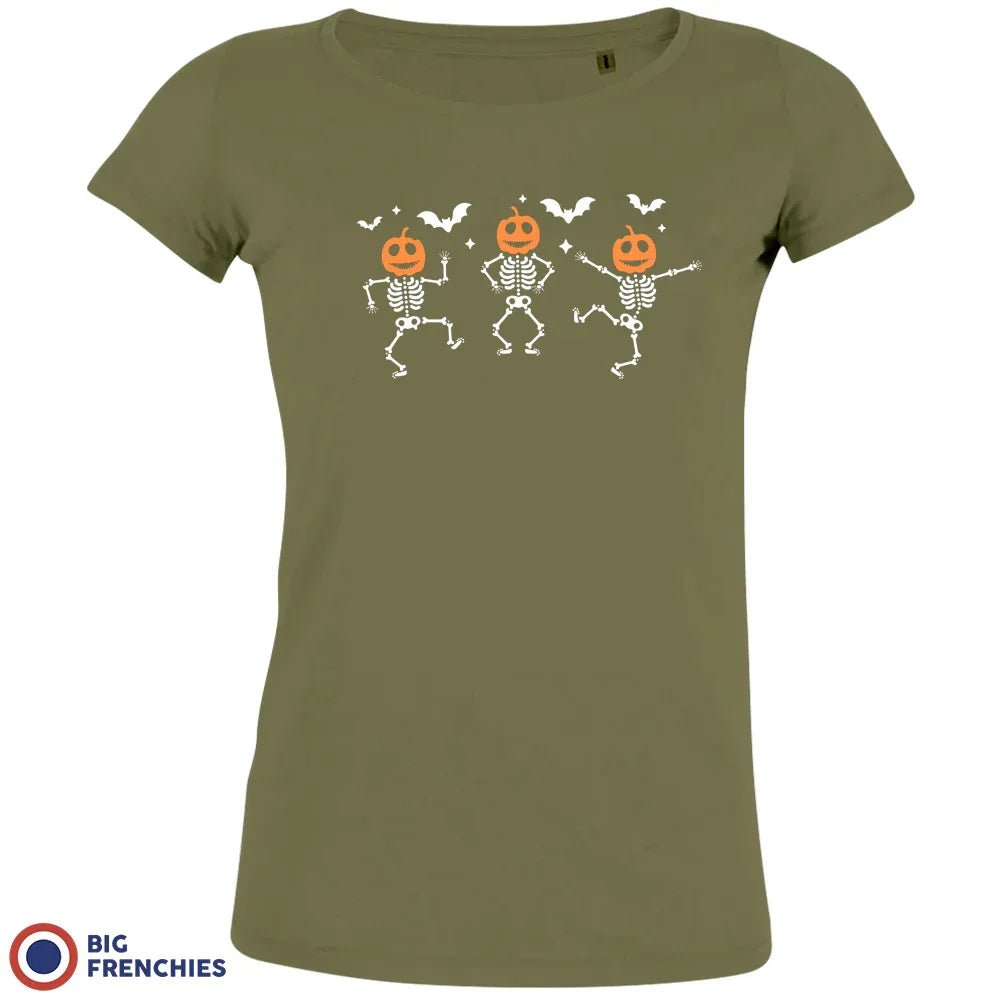 Pumpkin Skeleton Dance Halloween Women's Organic Cotton Tee - Create Marketplace
