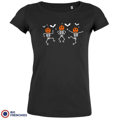 Pumpkin Skeleton Dance Halloween Women's Organic Cotton Tee - Create Marketplace