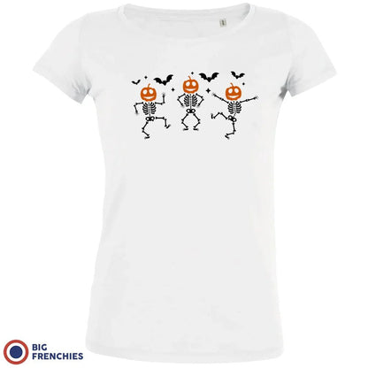 Pumpkin Skeleton Dance Halloween Women's Organic Cotton Tee - Create Marketplace