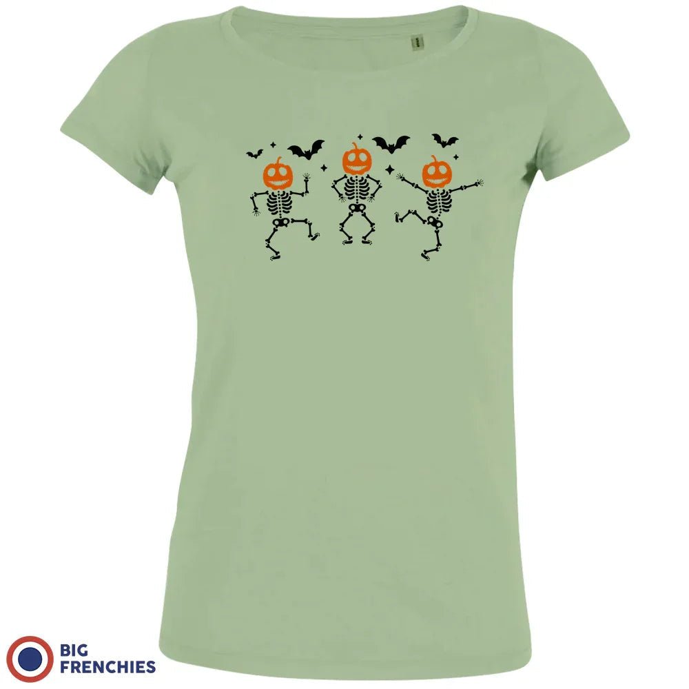 Pumpkin Skeleton Dance Halloween Women's Organic Cotton Tee - Create Marketplace