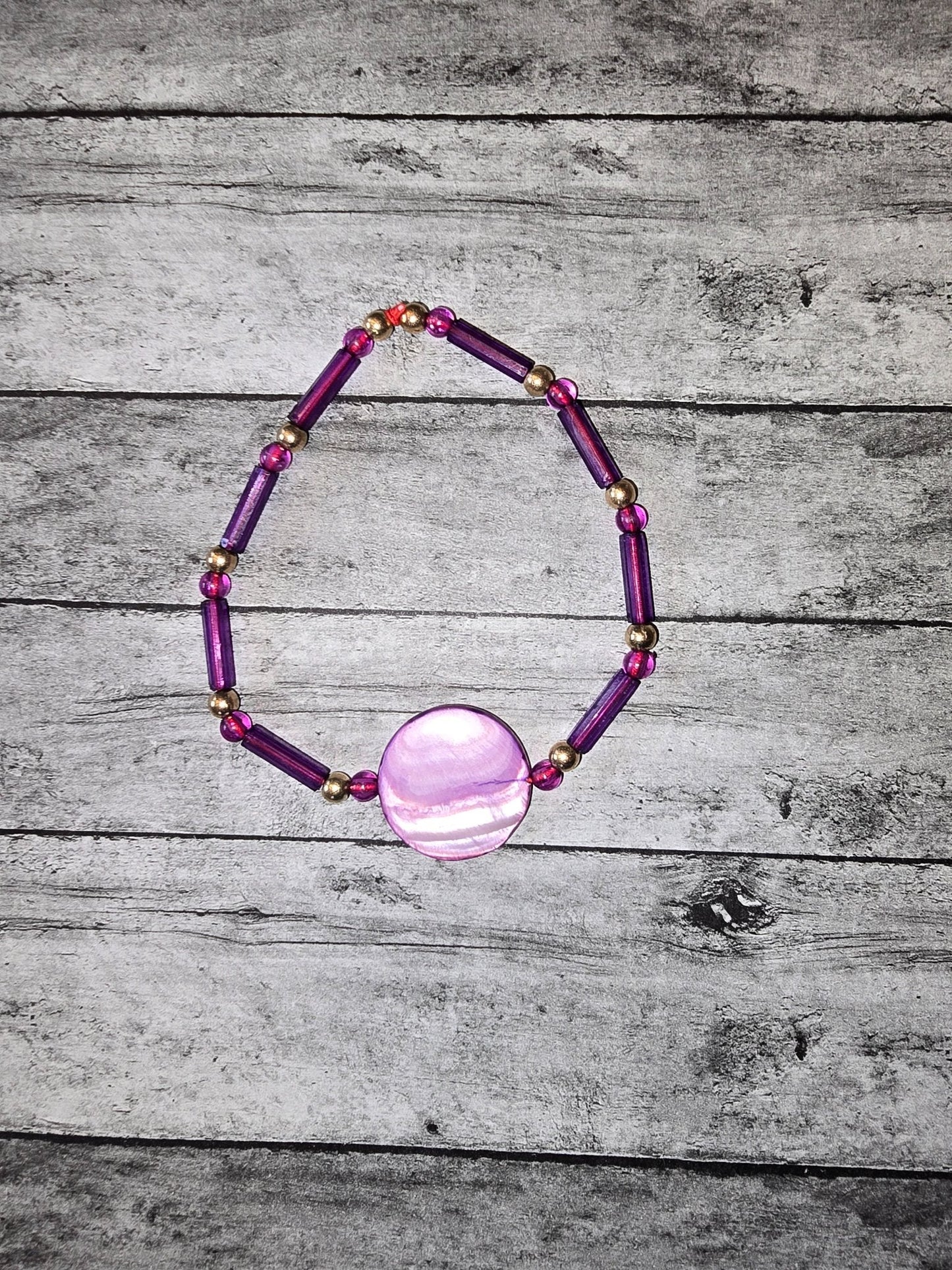 Purple mother of pearl bracelet - made by kid Sam - Create Marketplace