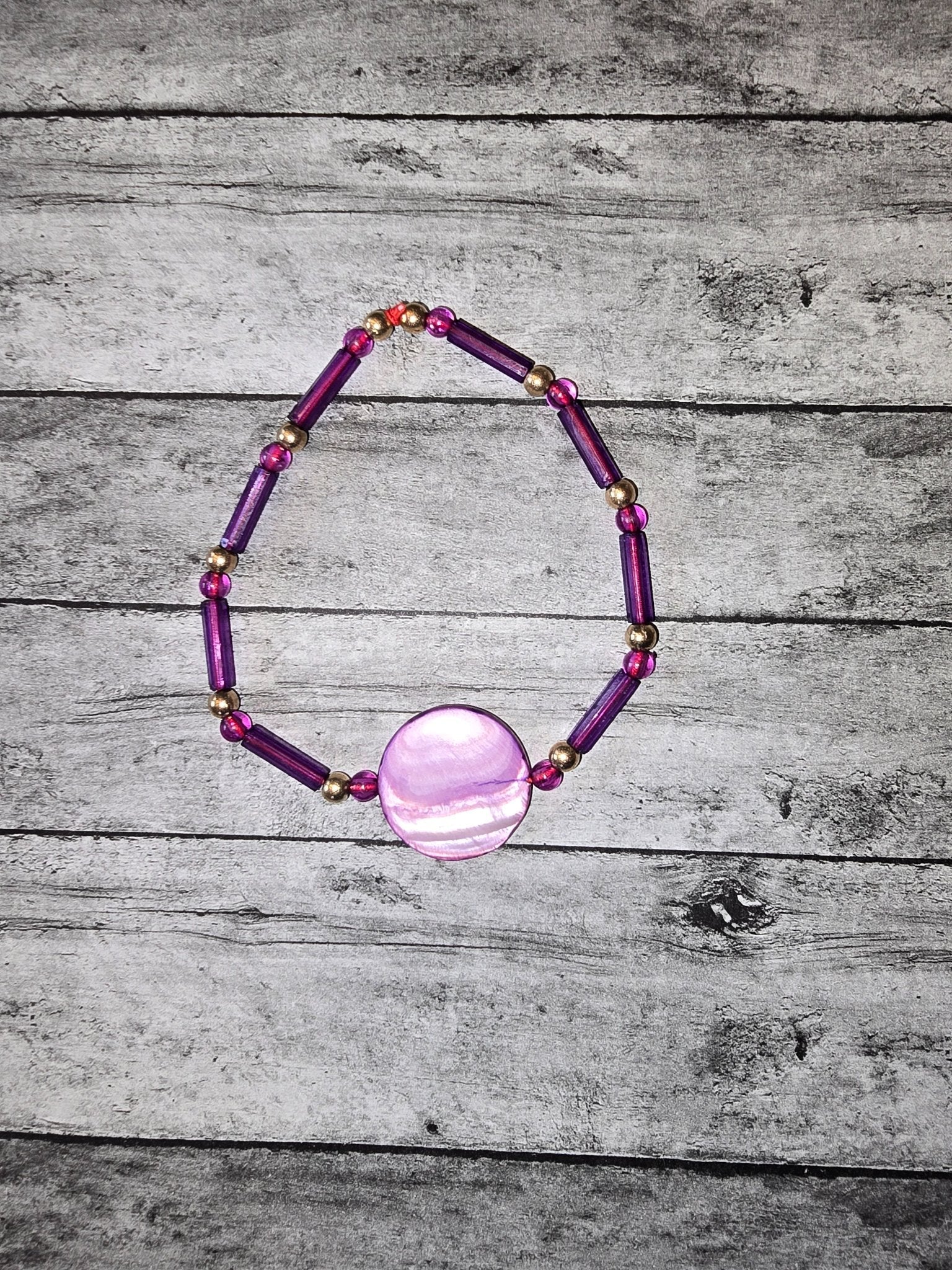 Purple mother of pearl bracelet - made by kid Sam - Create Marketplace