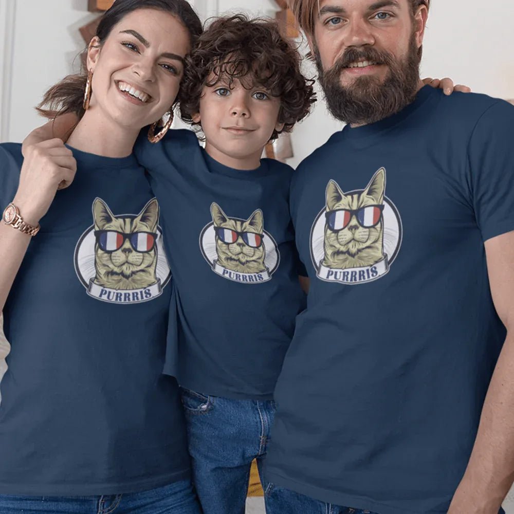 Purrris French Cat Matching Organic Cotton T-Shirts Family Set (Set of 3) - Create Marketplace