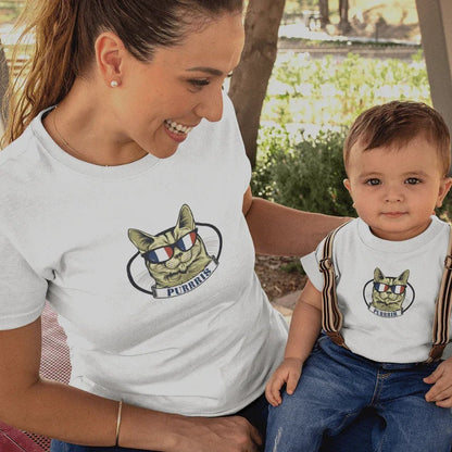 Purrris French Cat Mom and Child Organic Cotton T-Shirts family Set (Set of 2) - Create Marketplace