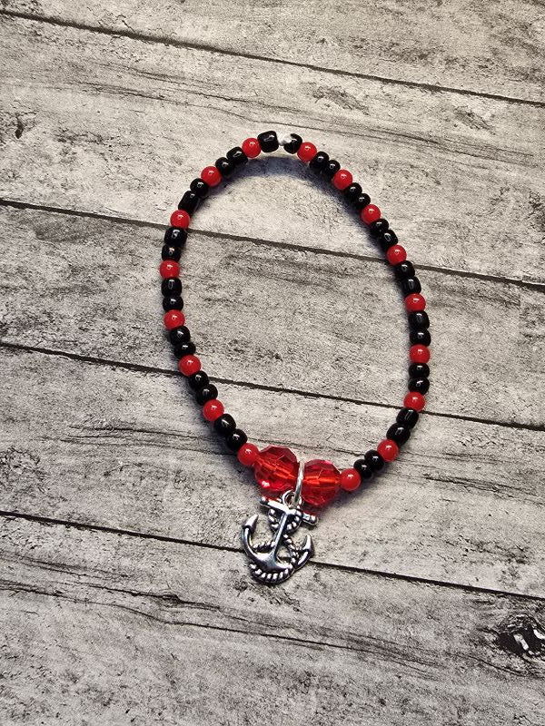 Red and Black Anchor Bracelet - made by kid Sam - Create Marketplace