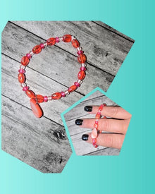 Red Teardop Mother of Pearl Bracelet - made by kid Sam - Create Marketplace