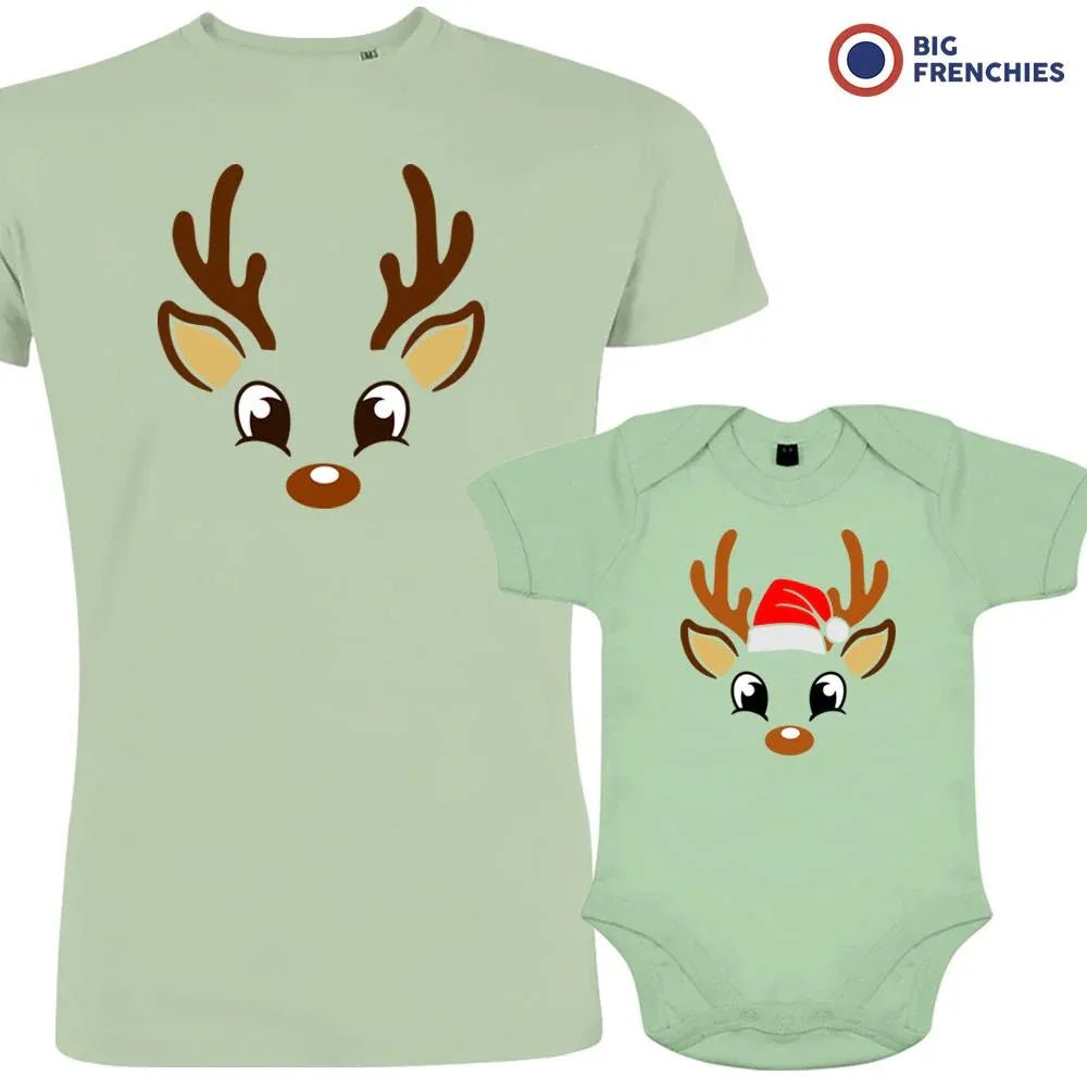 Reindeer Christmas Dad and Child Organic Cotton family Set (Set of 2) - Create Marketplace