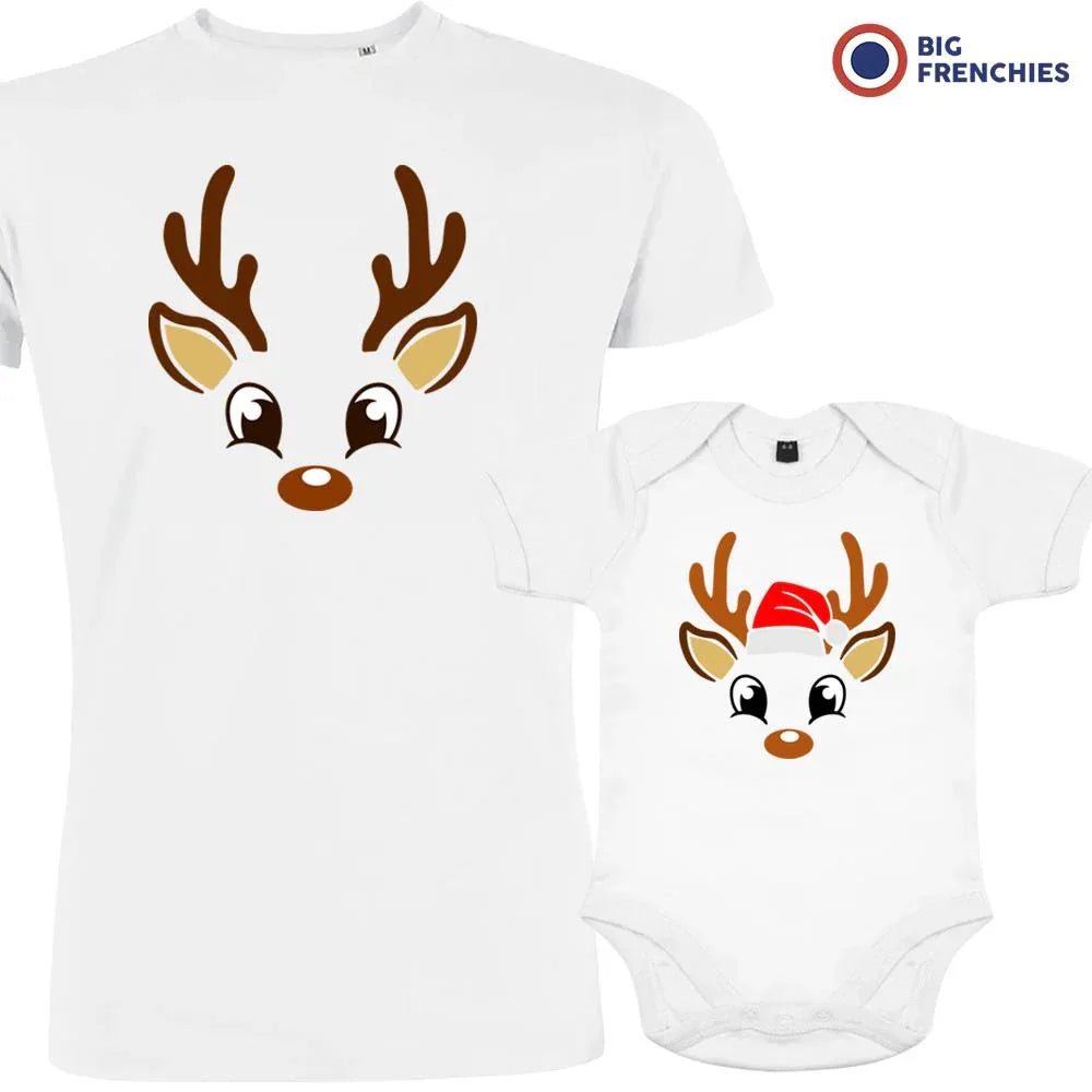 Reindeer Christmas Dad and Child Organic Cotton family Set (Set of 2) - Create Marketplace