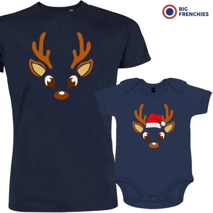 Reindeer Christmas Dad and Child Organic Cotton family Set (Set of 2) - Create Marketplace