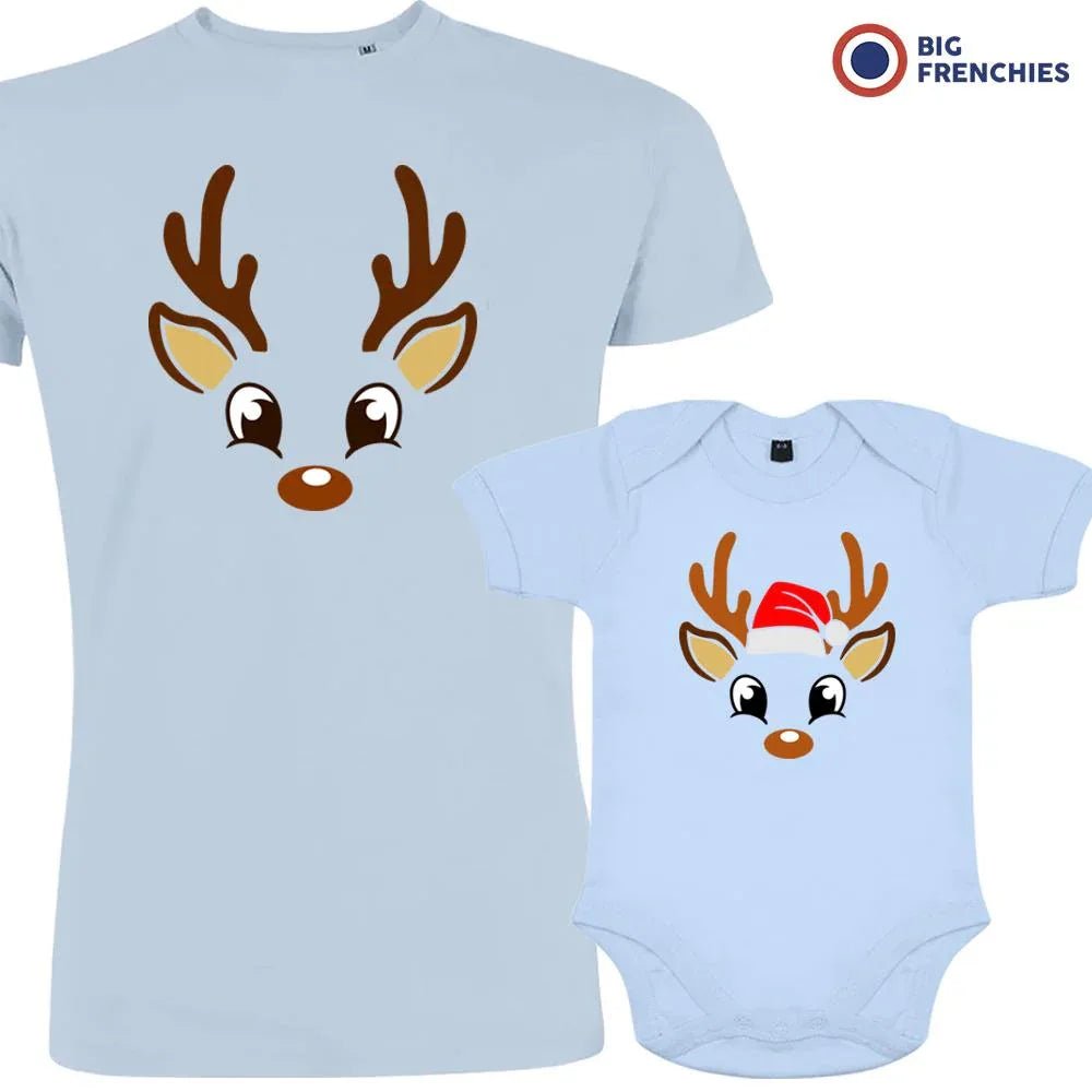 Reindeer Christmas Dad and Child Organic Cotton family Set (Set of 2) - Create Marketplace