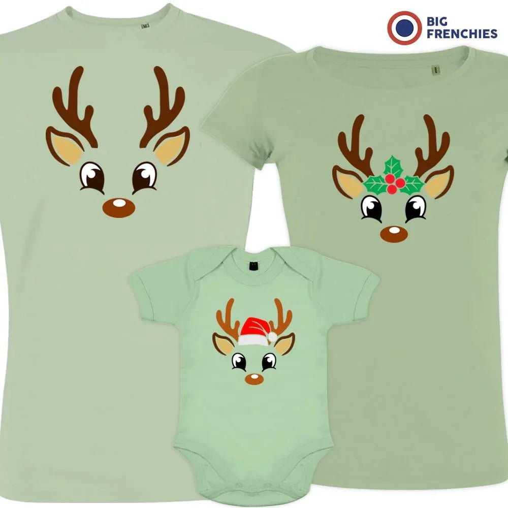 Reindeer Christmas Matching Family Organic Tees (Set of 3) - Create Marketplace