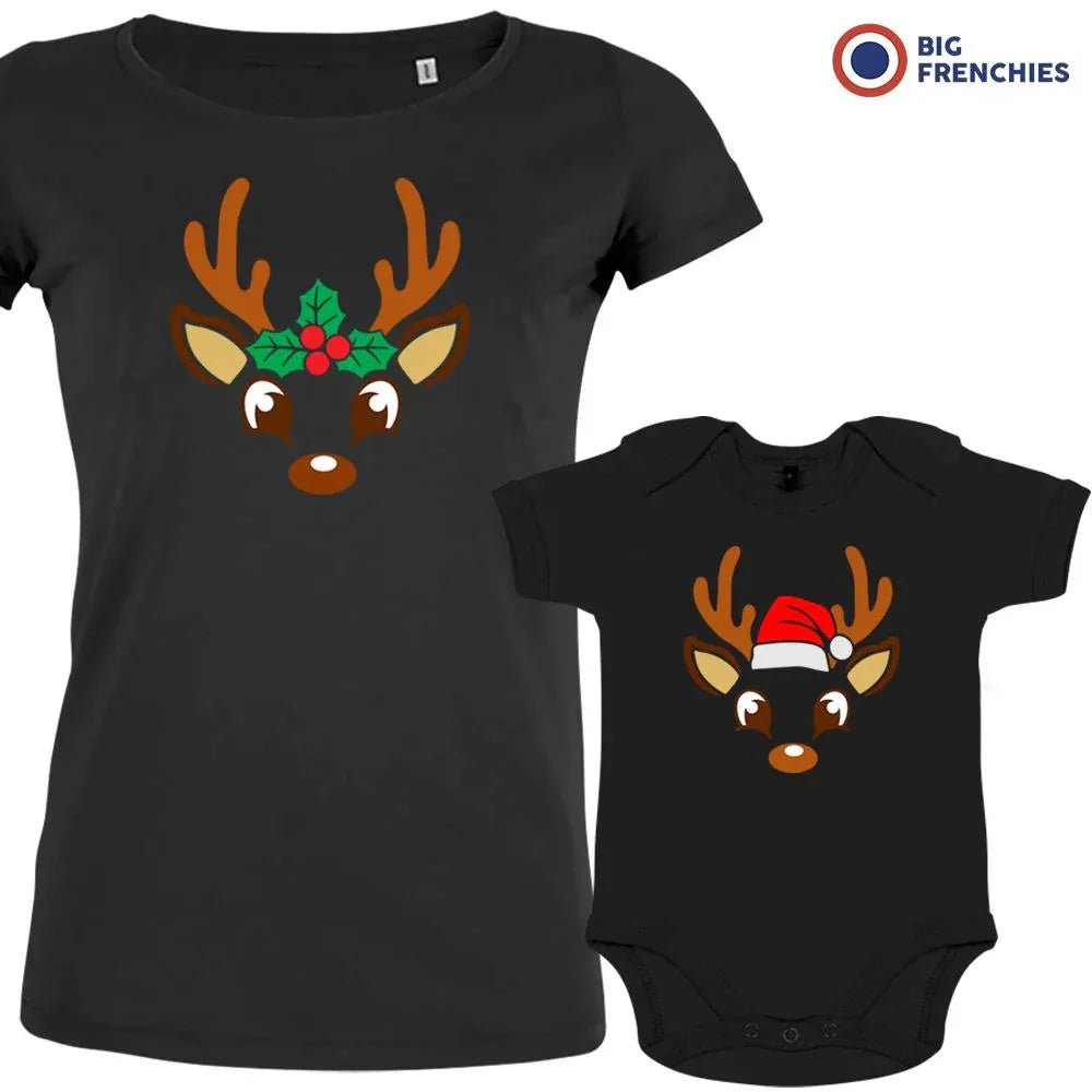 Reindeer Christmas Mom and Child Organic Cotton family Set (Set of 2) - Create Marketplace