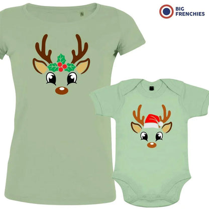 Reindeer Christmas Mom and Child Organic Cotton family Set (Set of 2) - Create Marketplace
