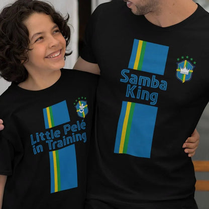 Samba king, Little Pelé In Training Dad and Child Organic Cotton T-Shirts Family Set (Set of 2) - Create Marketplace