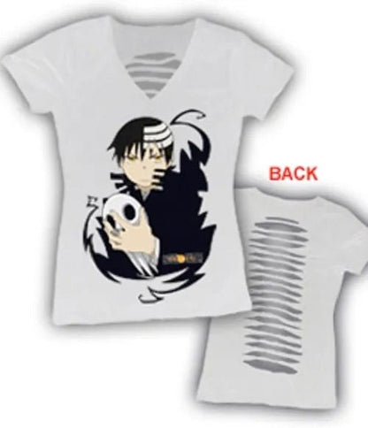SOUL EATER DEATH THE KID STARE JUNIORS V-NECK LASER CUT BACK T-SHIRT - Create Marketplace
