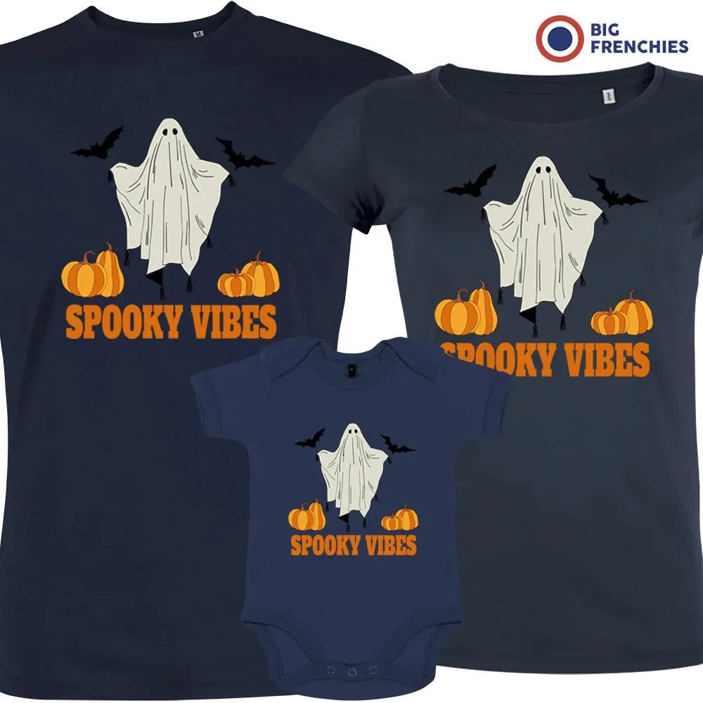 Spooky Vibes With Pumpkin And Ghost Matching Organic Cotton Family Set (Set of 3) - Create Marketplace