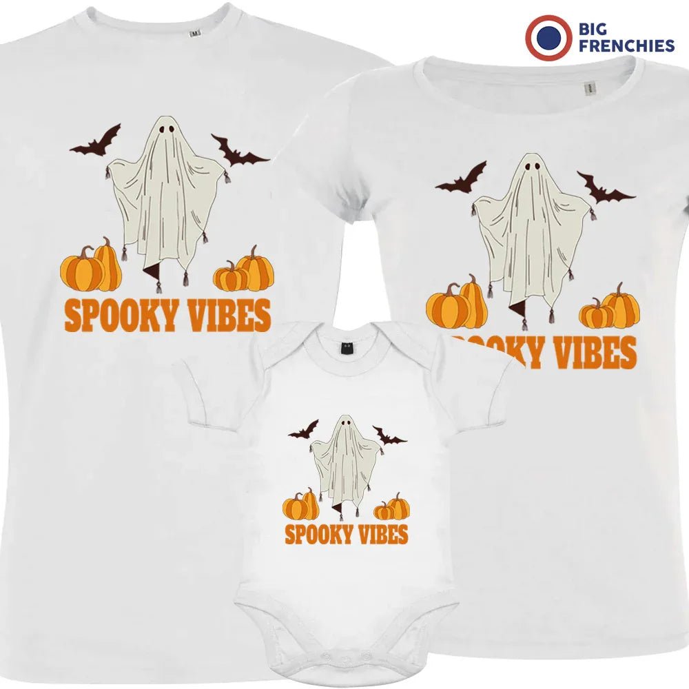 Spooky Vibes With Pumpkin And Ghost Matching Organic Cotton Family Set (Set of 3) - Create Marketplace