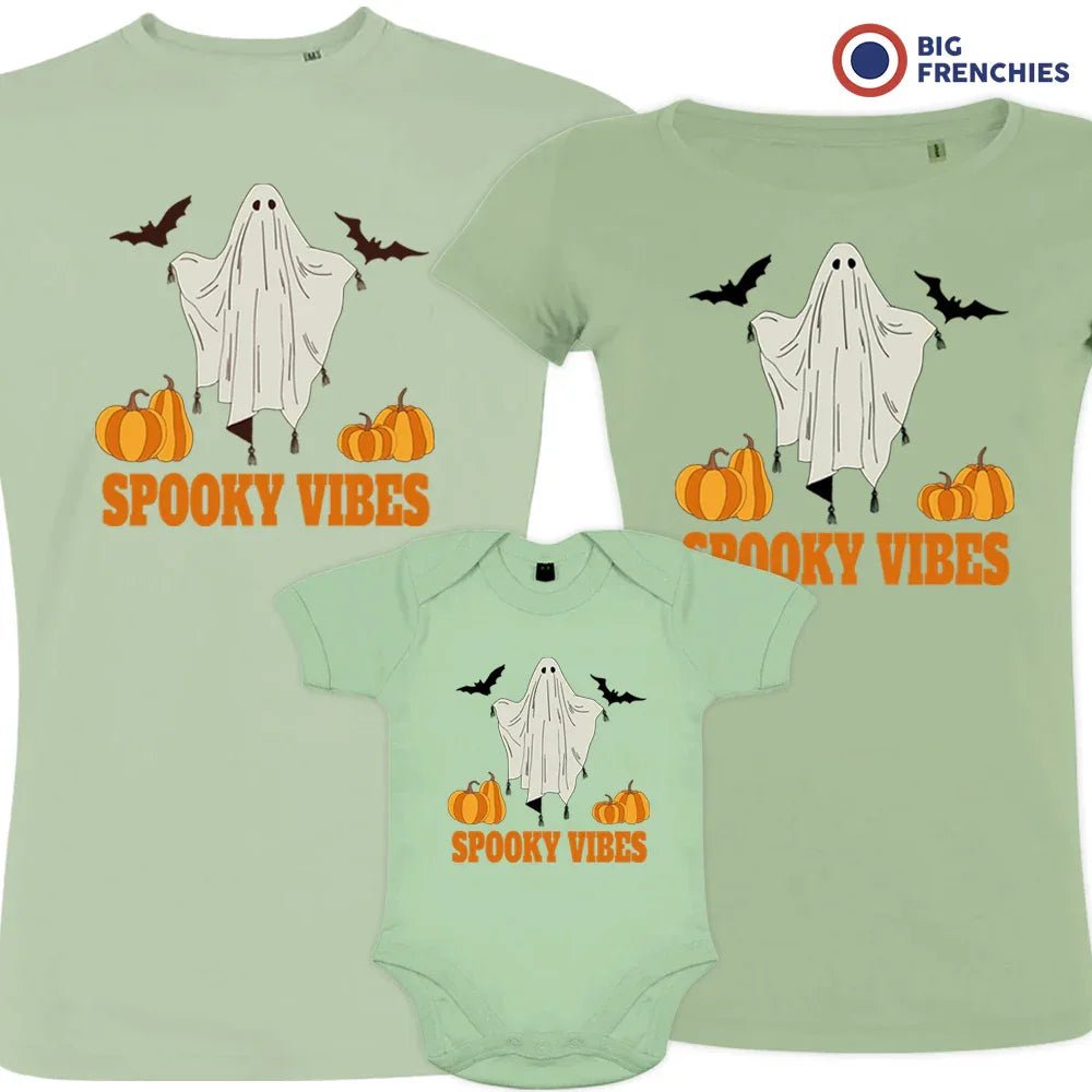 Spooky Vibes With Pumpkin And Ghost Matching Organic Cotton Family Set (Set of 3) - Create Marketplace