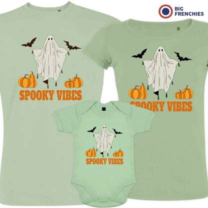 Spooky Vibes With Pumpkin And Ghost Matching Organic Cotton Family Set (Set of 3) - Create Marketplace