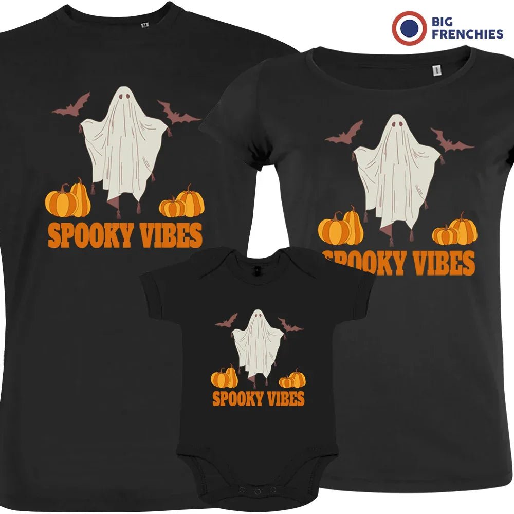 Spooky Vibes With Pumpkin And Ghost Matching Organic Cotton Family Set (Set of 3) - Create Marketplace