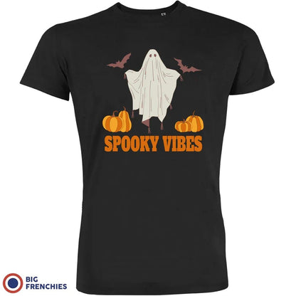 Spooky Vibes With Pumpkin And Ghost Men's Organic Cotton Tee - Create Marketplace